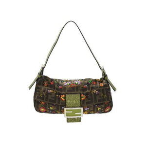 FENDI Zucca beaded Mamma Bucket handbag Hobo Shoulder bag brown logo